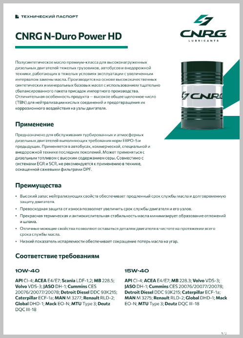 Технический паспорт продукта